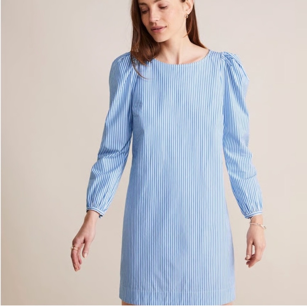 NWT Vineyard Vines Puff Sleeve Poplin Striped Long Sleeve Dress XS Small